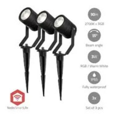18. Lampa zewnętrzna Nedis ZBLOS10RGBW3 Smartlife RGB Zigbee 3.0 3W 3-pack