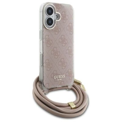 2. Etui Guess Crossbody Cord 4G Print na iPhone 16 - różowe