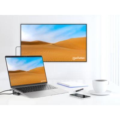 Manhattan 190398 stacja dokująca Przewodowa USB 3.2 Gen 1 (3.1 Gen 1) Type-C Szary