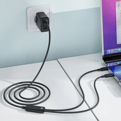 6. Kabel Acefast C5 USB-C - USB-C / USB-C 2w1 100W 480Mb/s - czarny