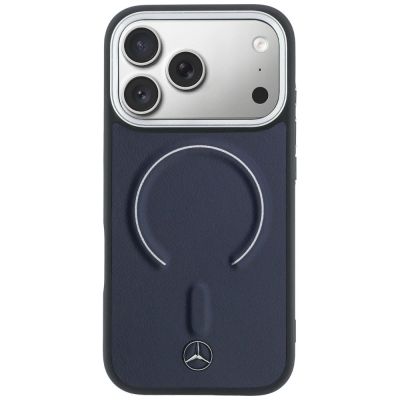 3. Etui Mercedes Leather 3D MagSafe na iPhone 17 Pro Max - granatowe