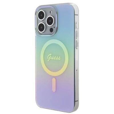 2. Etui Guess IML Iridescent MagSafe na iPhone 15 Pro - turkusowe