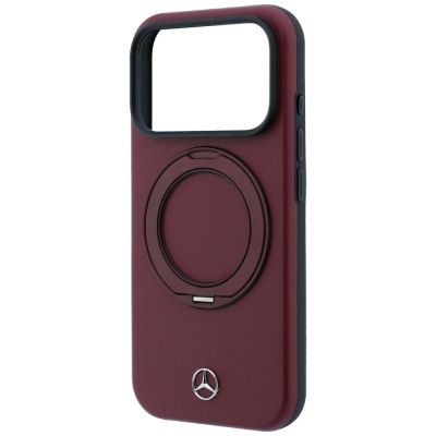 6. Etui Mercedes Leather with Ring Stand MagSafe na iPhone 18 Pro / 17 Pro - burgundowe