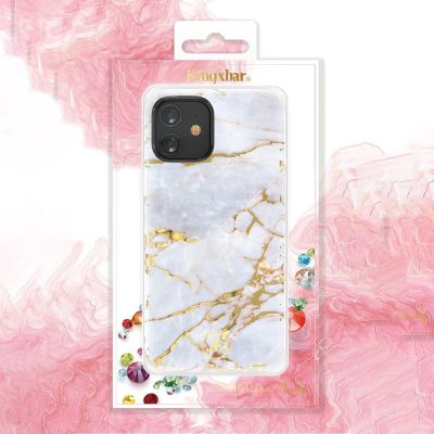 5. Kingxbar Agate Series eleganckie etui pokrowiec z nadrukiem agat iPhone 12 mini czerwony
