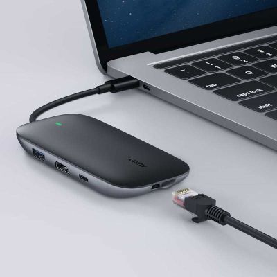 4. AUKEY HUB USB C CB-C71 8W1 RJ45 HDMI 4K PD 100W
