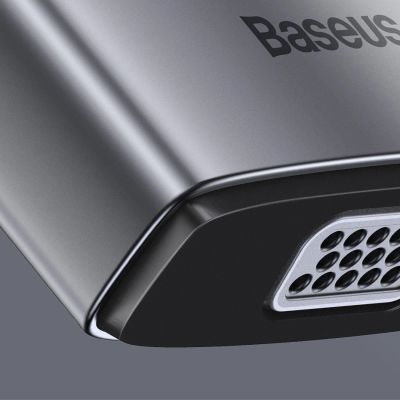 25. Baseus Metal Gleam 11w1 wielofunkcyjny HUB USB Typ C - 3x USB 3.2 Gen 1 5Gbps / USB Typ C PD 100W / 3,5 mm mini jack AUX / VGA Full HD 60Hz / 2x HDMI 4K 30Hz / czytnik kart TF i SD / RJ45 1Gbps szary (CAHUB-CT0G)