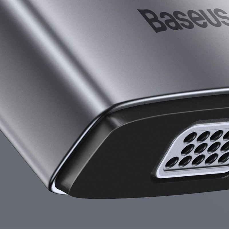 25. Baseus Metal Gleam 11w1 wielofunkcyjny HUB USB Typ C - 3x USB 3.2 Gen 1 5Gbps / USB Typ C PD 100W / 3,5 mm mini jack AUX / VGA Full HD 60Hz / 2x HDMI 4K 30Hz / czytnik kart TF i SD / RJ45 1Gbps szary (CAHUB-CT0G)