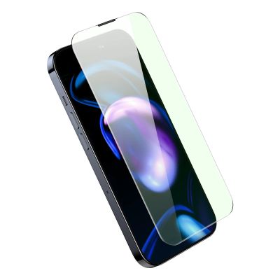 4. Baseus szkło hartowane do iPhone 14 Pro na cały ekran z filtrem Anti Blue Light i osłoną na głośnik 0.3mm + ramka montażowa