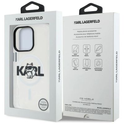 8. Etui Karl Lagerfeld IML Choupette Sketch Logo MagSafe na iPhone 16 Pro - przezroczyste
