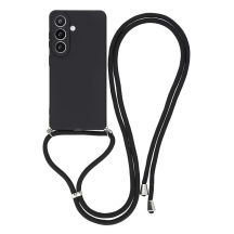 Etui na Samsung Galaxy A37 5G z wyściółką z włókna i paskiem crossbody - czarne