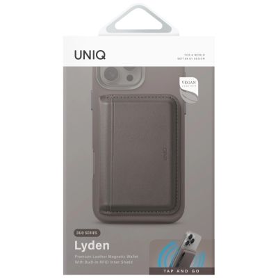 4. Portfel magnetyczny RFID UNIQ Lyden DS ze stojakiem na telefon - szary