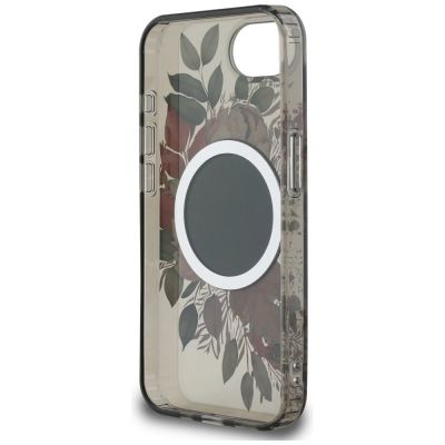 7. Etui Guess IML Flowers MagSafe na iPhone 16e - czarne