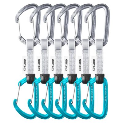 Edelrid 737930106020 karabińczyk do wspinaczki Zapięcie z blokadą W kształcie litery D Niebieski, Srebrny 6 szt.