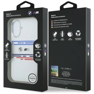 8. Etui BMW M Silicon Horizontal Line MagSafe na iPhone 17- białe