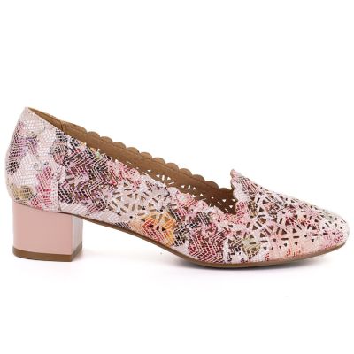 2. Półbuty damskie ażurowe na obcasie multikolor Potocki  26-12393