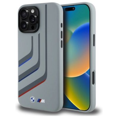 Etui BMW Silicone Turning Lines MagSafe na iPhone 16 Pro Max - szare