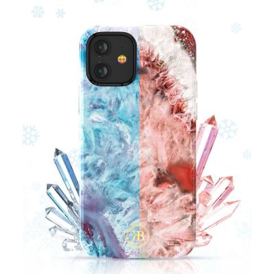 3. Kingxbar Agate Series eleganckie etui pokrowiec z nadrukiem agat iPhone 12 mini zielony