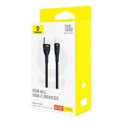 7. Kabel Baseus Flash 2 USB-USB C 100w 2m (czarny)