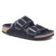 7. Klapki ocieplane Birkenstock Arizona VL Shearling Midnight skóra zamszowa szerokie regular (1020592)
