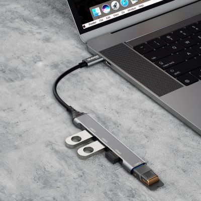 4. Dudao HUB 4w1 USB-C - 4x USB-A (3 x USB2.0 / USB3.0) 6,3cm czarny (A16T)