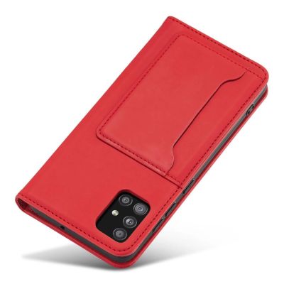 7. Magnet Card Case etui do Samsung Galaxy A13 5G pokrowiec portfel na karty kartę podstawka czerwony