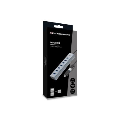 5. Conceptronic HUBBIES21G huby i koncentratory USB 3.2 Gen 1 (3.1 Gen 1) Type-A 5000 Mbit/s Szary