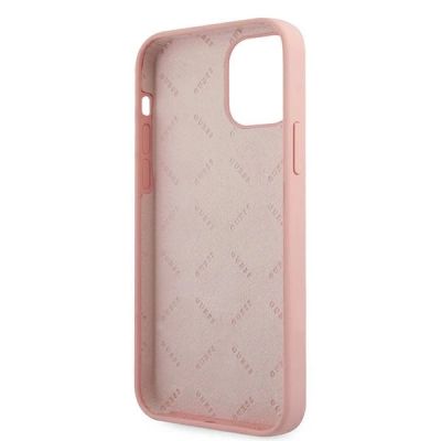 7. Etui Guess Silicone Vintage na iPhone 12 / iPhone 12 Pro - różowo-zielone