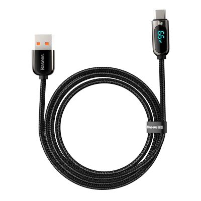3. Kabel Baseus Display Fast Charging Data USB-A / USB-C 66W 1 m - czarny