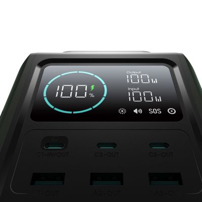 5. Powerbank Joyroom JR-PBF10 75000mAh 100W 3x USB-C 3x USB-A ze składaną latarką i rączką - zielony