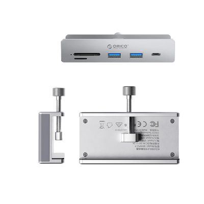 2. Hub Orico MH5PC montowany na zacisk USB-C / 2x USB-A 3.2 + 1x USB-C 3.2 + 1x SD&TF - srebrny