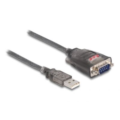 3. DeLOCK Adapter USB 2.0 Typu-A na 1 x złącze męskie szeregowe RS-232 D-Sub 9 pinów z wkrętami, 3 x LED, 1 m