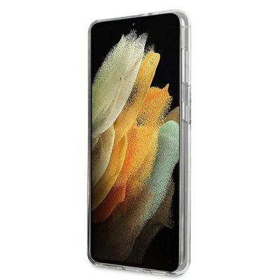 5. Etui Guess Glitter Gradient Script na Samsung Galaxy S21+ - niebieskie