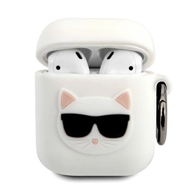 Etui Karl Lagerfeld Silicone Choupette na AirPods 1 / 2 Cover - białe