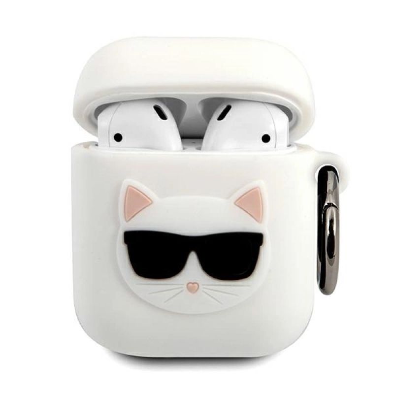 Etui Karl Lagerfeld Silicone Choupette na AirPods 1 / 2 Cover - białe