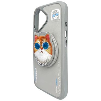 4. Etui Nimmy Glasses Cool Cat MagSafe na iPhone 16 - szare