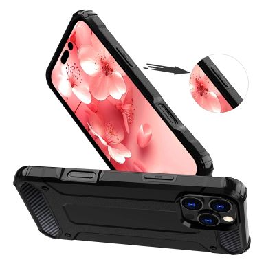 4. Etui Hybrid Armor pancerne na iPhone 16 Pro Max - czarne