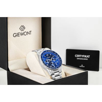 7. Zegarek Męski Giewont Chronograph Sapphire Srebrno Niebieski GW3520-B3