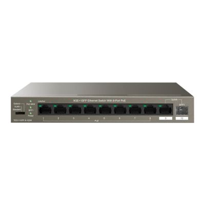 5. Tenda TEG1110PF-8-120W łącza sieciowe Nie zarządzany Gigabit Ethernet (10/100/1000) Obsługa PoE Czarny