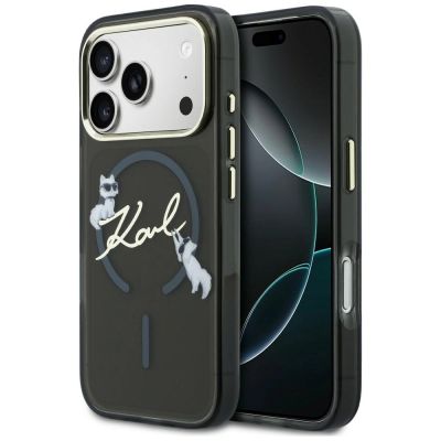 Etui Karl Lagerfeld Script Logo MagSafe na iPhone 18 Pro Max / 17 Pro Max - czarne