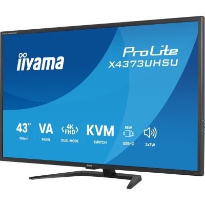 5. iiyama ProLite X4373UHSU-B2 monitor komputerowy 108 cm (42.5") 3840 x 2160 px 4K Ultra HD LED Czarny