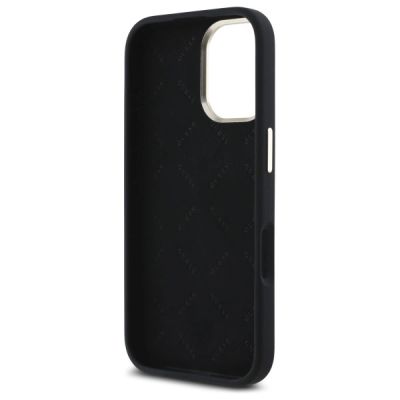 7. Etui Guess Silicone Script Metal Logo & Frame na iPhone 16 Plus - czarne