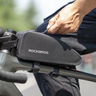 14. Torba Rockbros AS-019 rowerowa na ramę wodoodporna 1.5 l - czarna