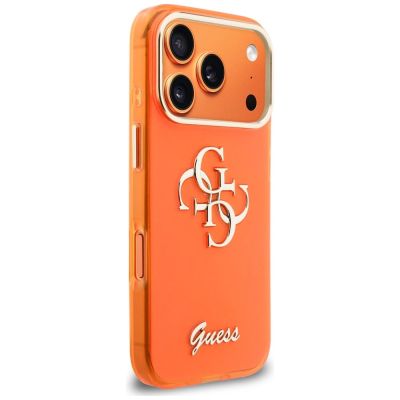 4. Etui Guess IML 4G Script Metal na iPhone 17 Pro - pomarańczowe