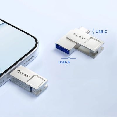 4. Pendrive Orico U301 64 GB USB-A USB-C USB 3.2 Gen 1 - srebrny