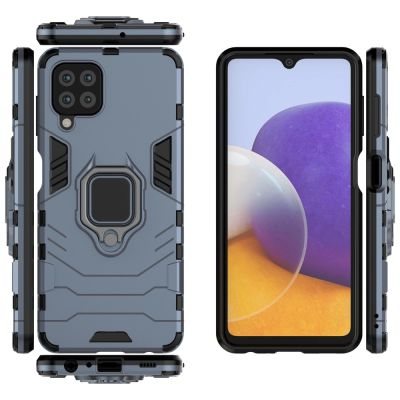 4. Ring Armor pancerne hybrydowe etui pokrowiec + magnetyczny uchwyt Samsung Galaxy A22 4G niebieski