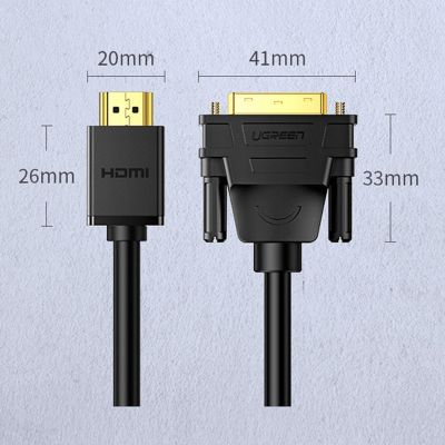 11. Ugreen dwukierunkowy kabel przewód HDMI - DVI 2m czarny (HD106)