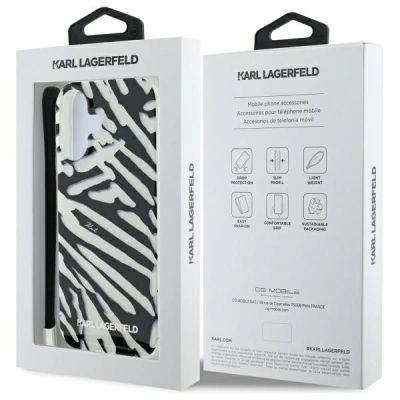7. Etui Karl Lagerfeld IML Zebra Pattern & Cord na iPhone 16 - czarne