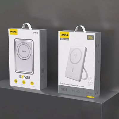 2. Powerbank Dudao K28S 20W PD 5000mAh z MagSafe i podstawką - srebrny