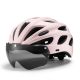 2. Kask rowerowy Rockbros z szybką, odpinane okulary z ochroną UV, odłączany daszek, unisex - różowy