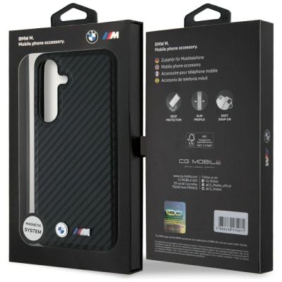 8. Etui BMW Leather Carbon MagSafe na Samsung Galaxy S25 - czarne